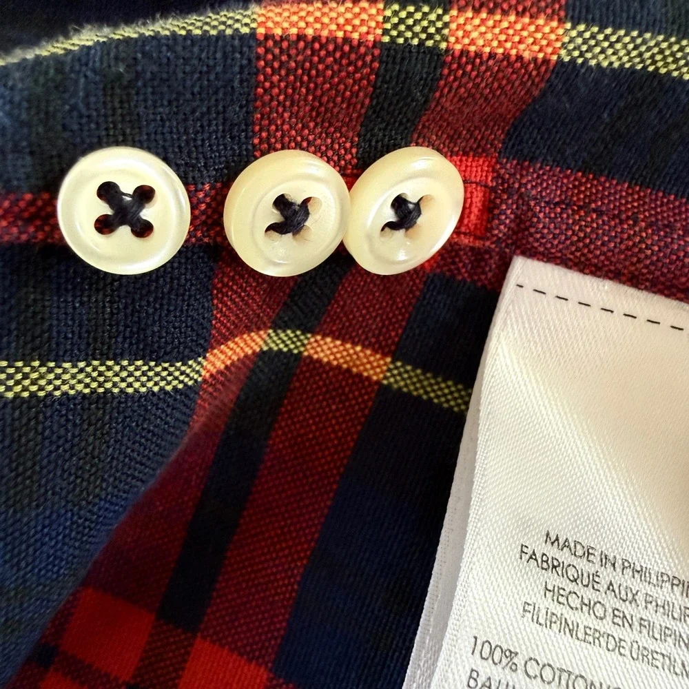 Ralph Lauren Button Down Shirt Mens Medium Red Plaid Long Sleeve Pony Logo
